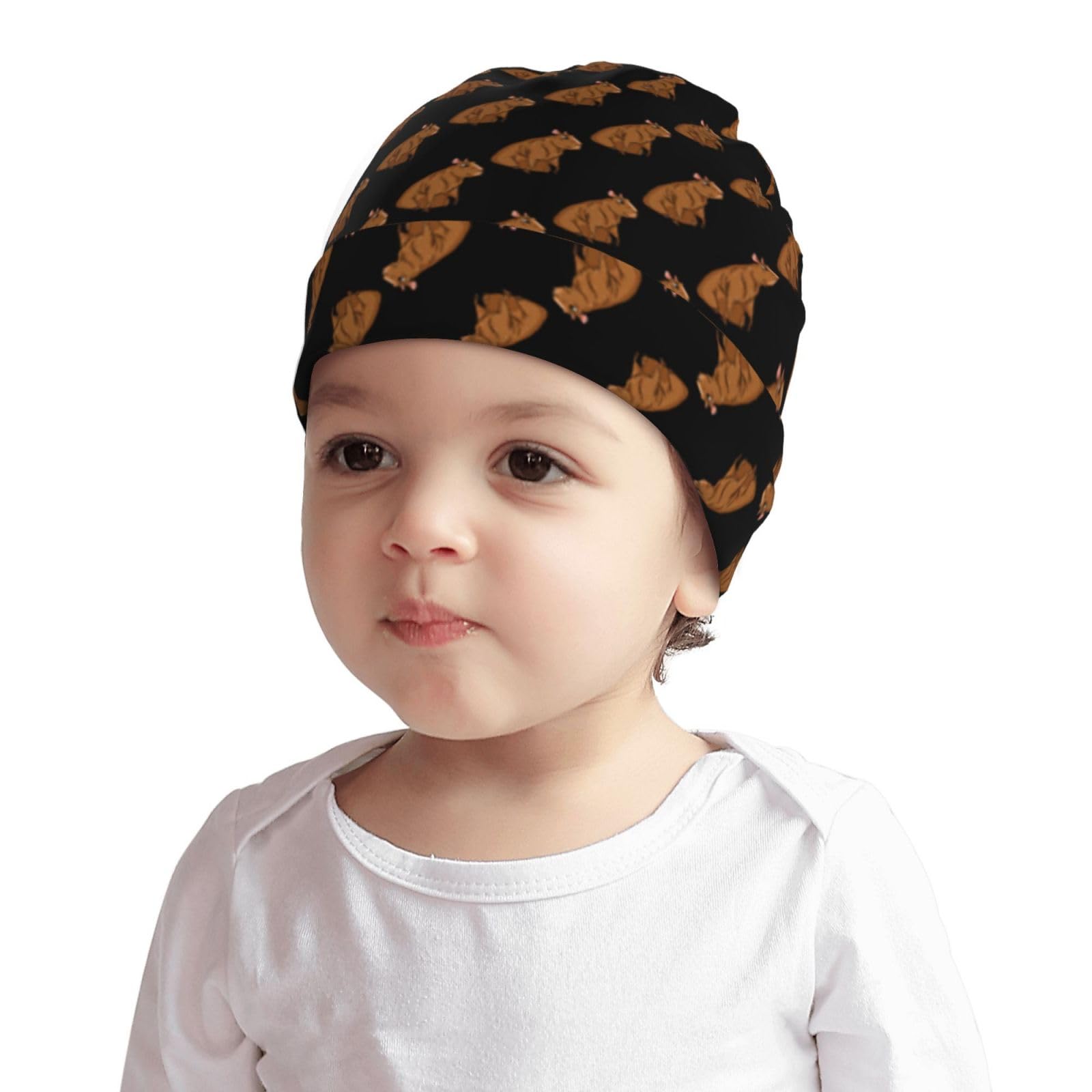 Rqzwdq Capybaras Pattern Kids Beanie Hats Warm Knit Beanie Cap Skull Caps Gifts Decor for Boys Girls White