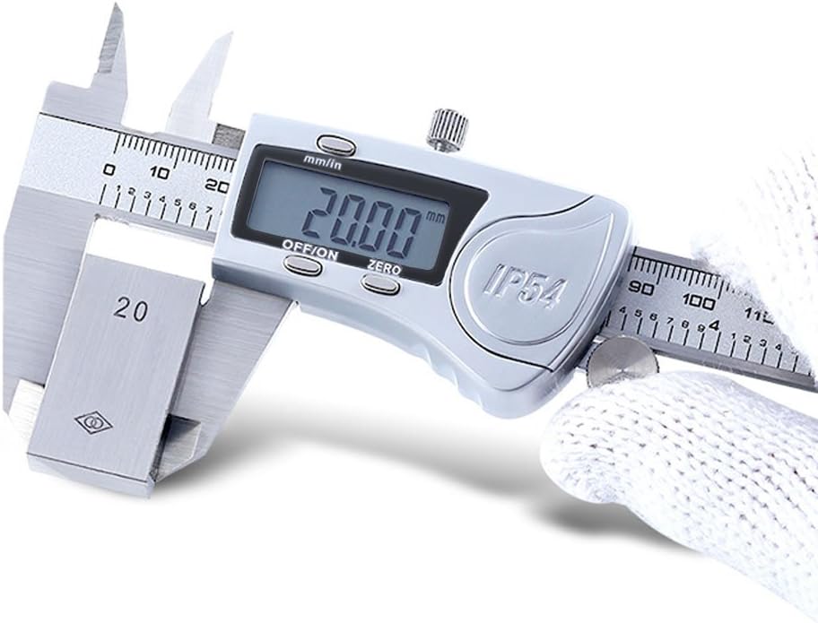 Metric Caliper Measuring Tool 6"/150mm IP54 Digital Vernier Calliper Micrometer Set Test Inch/Metric/Fractions Conversion Extra Large LCD Screen Waterproof Stainless Steel Electronic Gauge