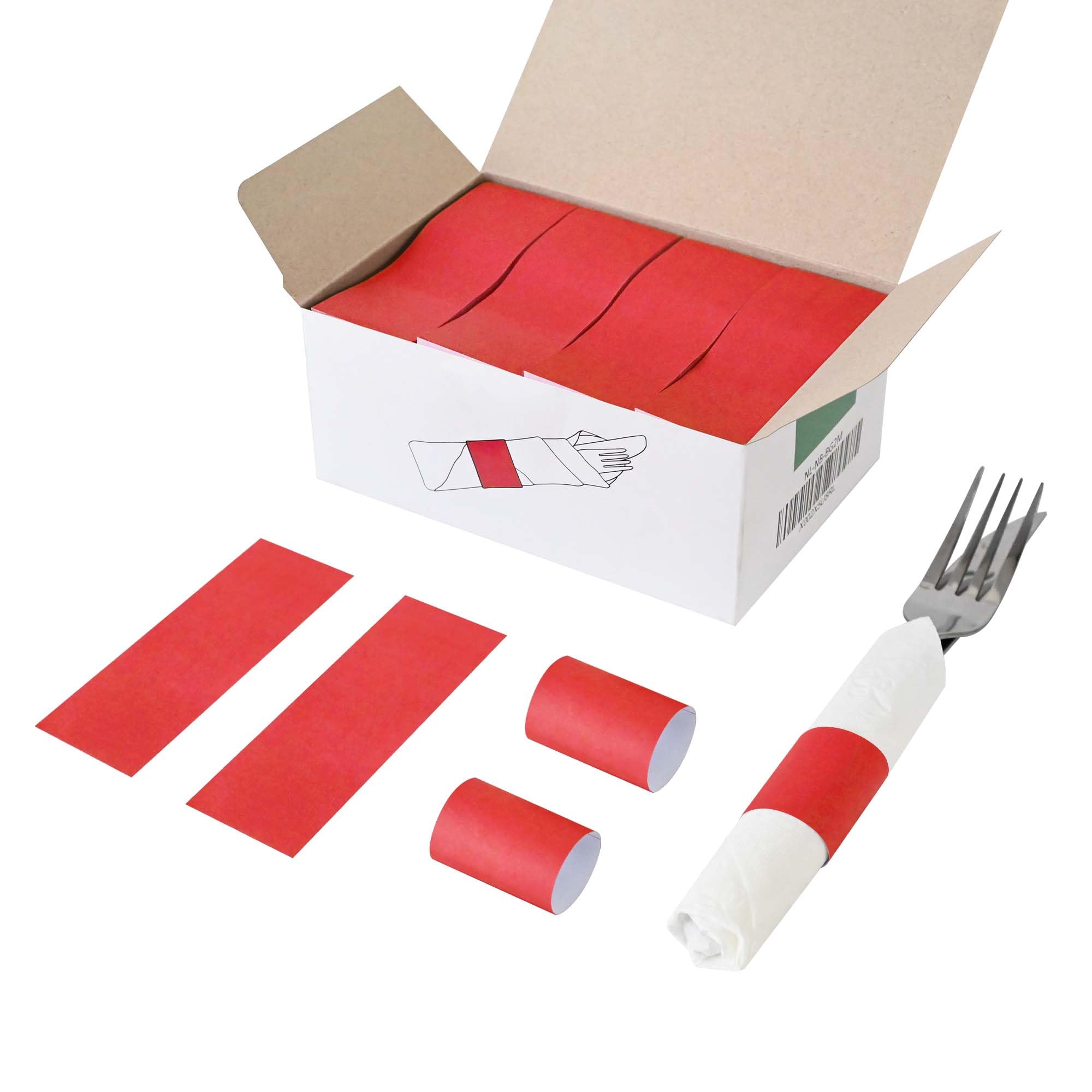 NATURALABEL Self-Adhesive Napkin Bands, Pack of 2,000, Red