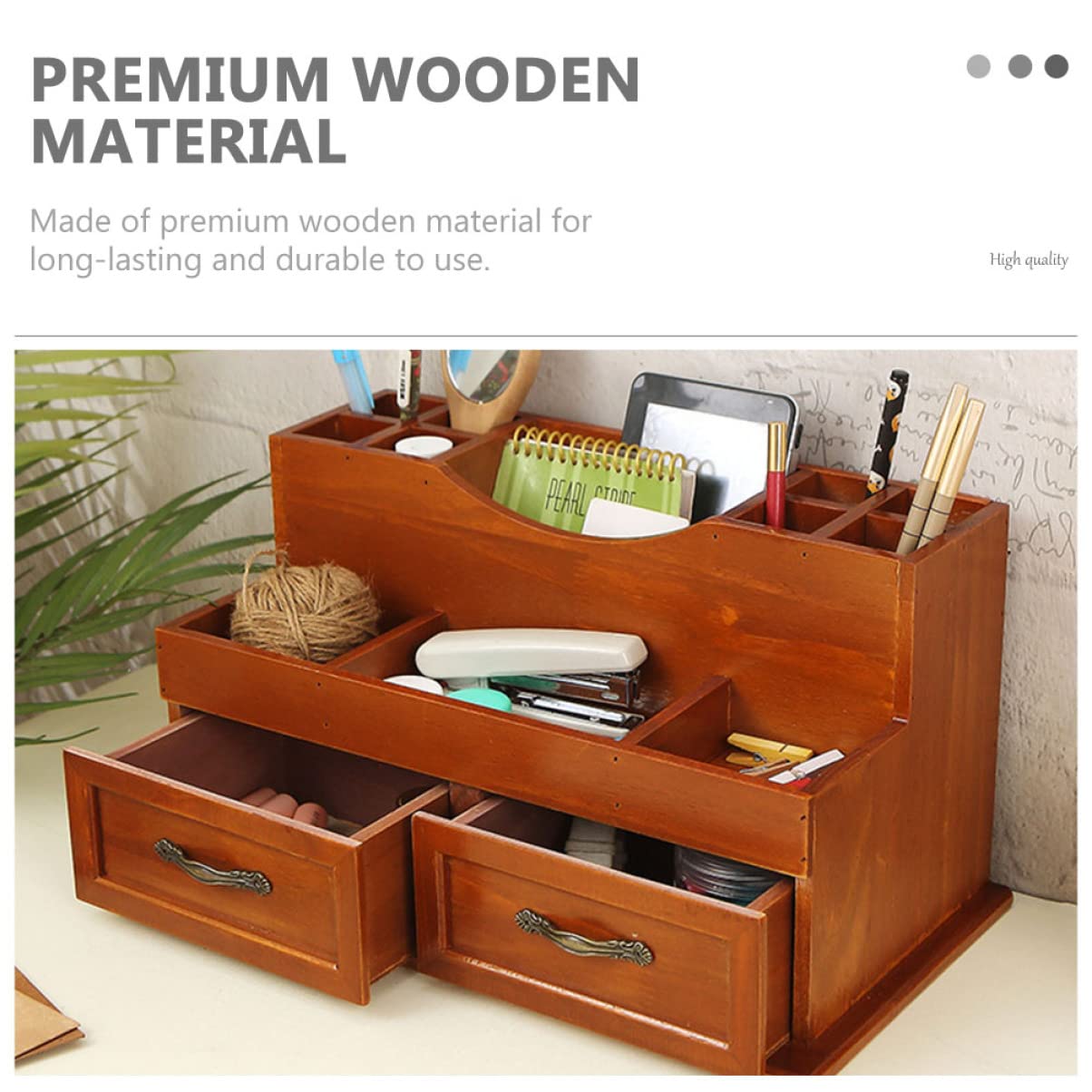 Holzorganizer Aufbewahrungsbox für Make Up im Retro Stil Braun