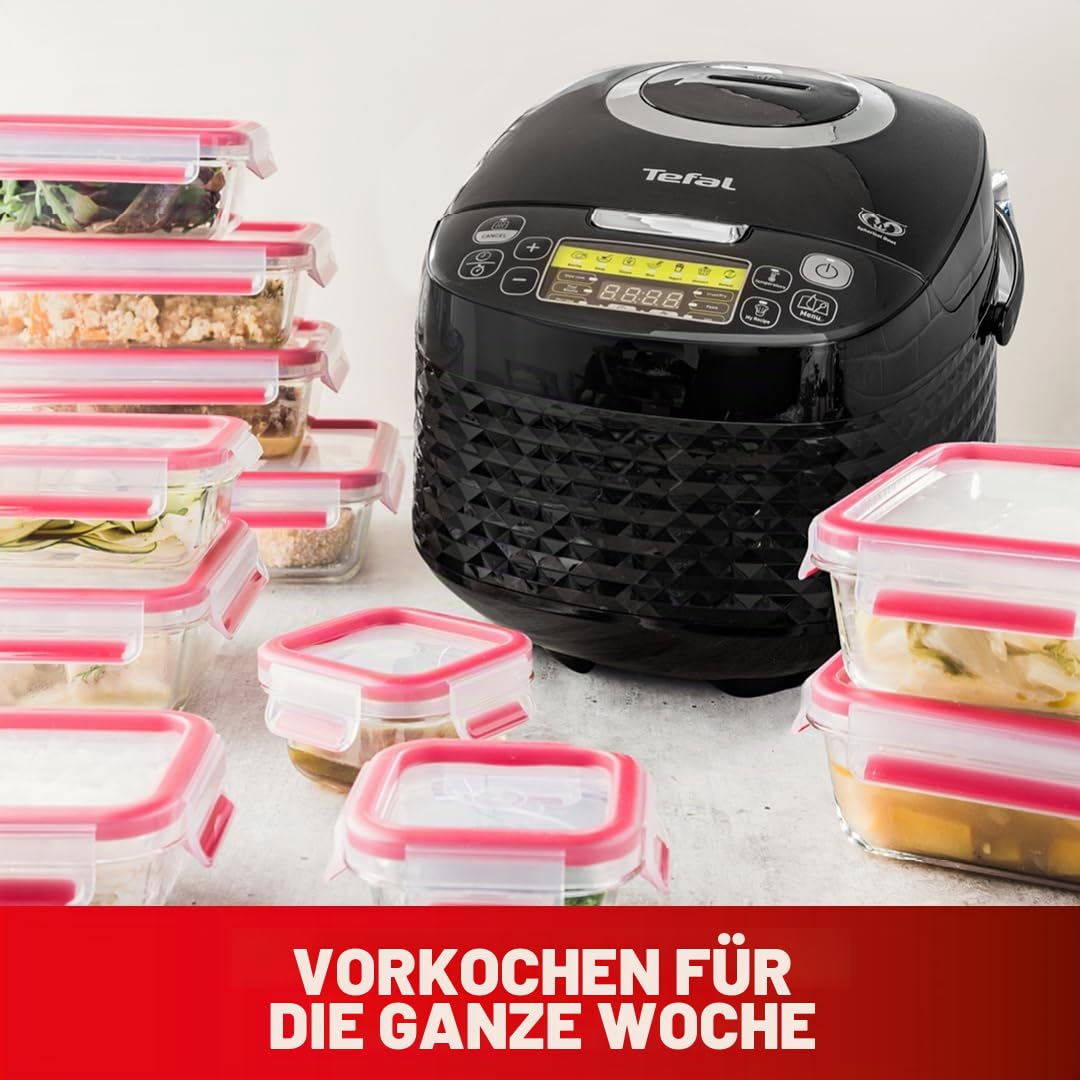 Tefal SpheriCook RK745840 16-in-1 Multicooker, Slow Cooker, Reiskocher, Dampfgarer, Warmhalten, Bräunen, spülmaschinenfeste Schüssel, 16 Programme, 5 Liter, schwarz, 750 Watt, RK745840