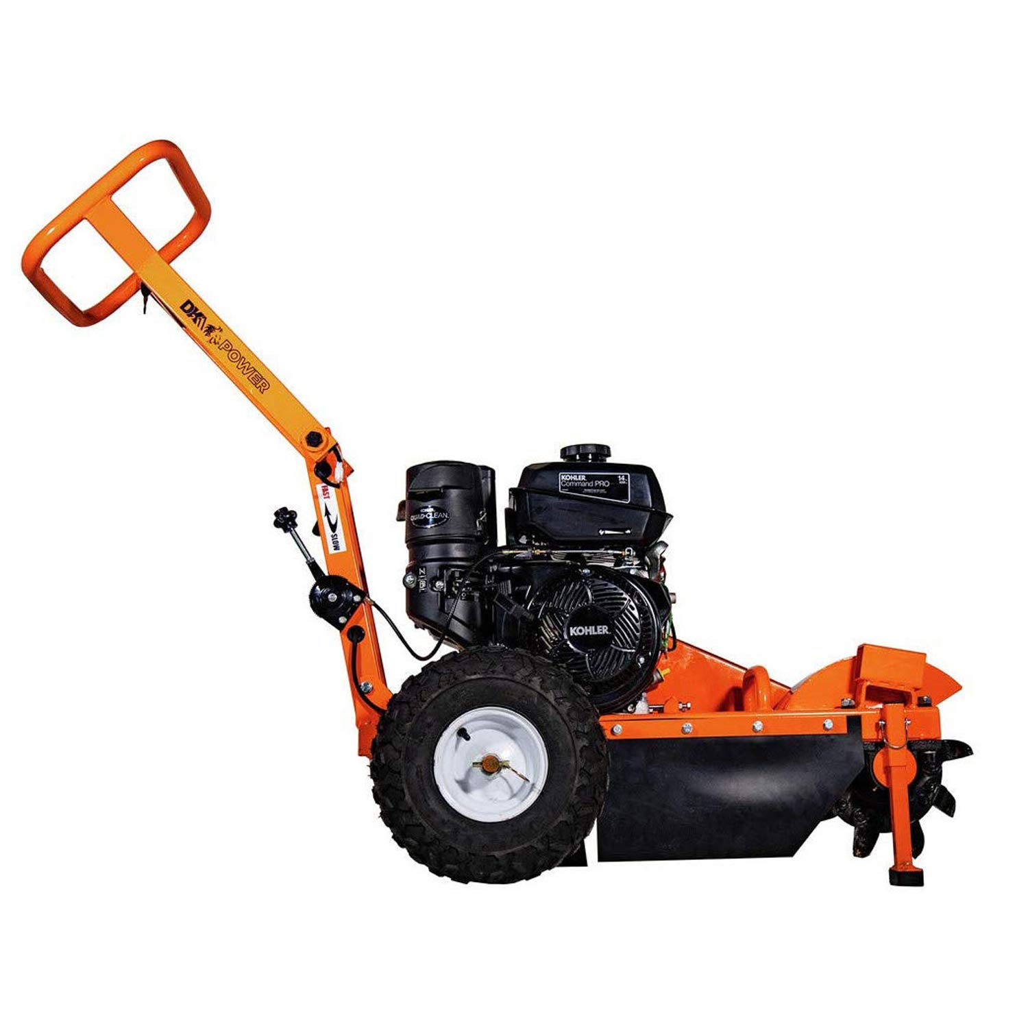DK2 Power Gas Powered Certified Commercial Frame Stump Grinder Power Tool with 14HP Kohler Motor and Multi-Position Adjustable Bow Handle