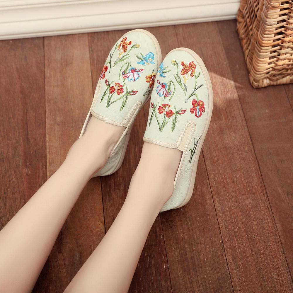 LGYKUMEG Ballerine Ricamate Vintage - Scarpe Tradizionali Cinesi In Raso, Suola Gomma, Beige (EU 37) - 2