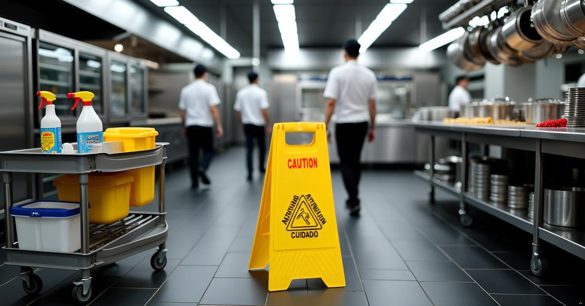 Señal de precaución "Wet Floor", color amarillo brillante, resistente, resbaladizo cuando está mojado, con marco en A
