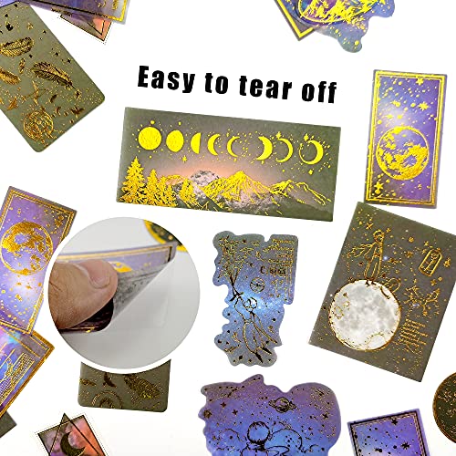 Adesivos vintage de astronomia com 145 peças, adesivos Washi do universo bronzear do espaço, planeta