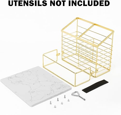 Miniatura 8 de Soporte para utensilios para encimera de cocina, soporte de utensilios de metal para saleros y pimenteros para encimera de cocina, almacenamiento de