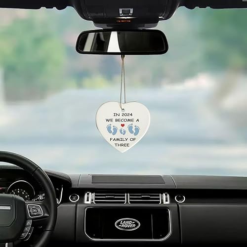 Miniatura 4 de In 2024 We Became a Family of Thee - Placa de recuerdo con forma de corazón, para bebé recién nacido, niña, regalo de embarazo para mamá por primera