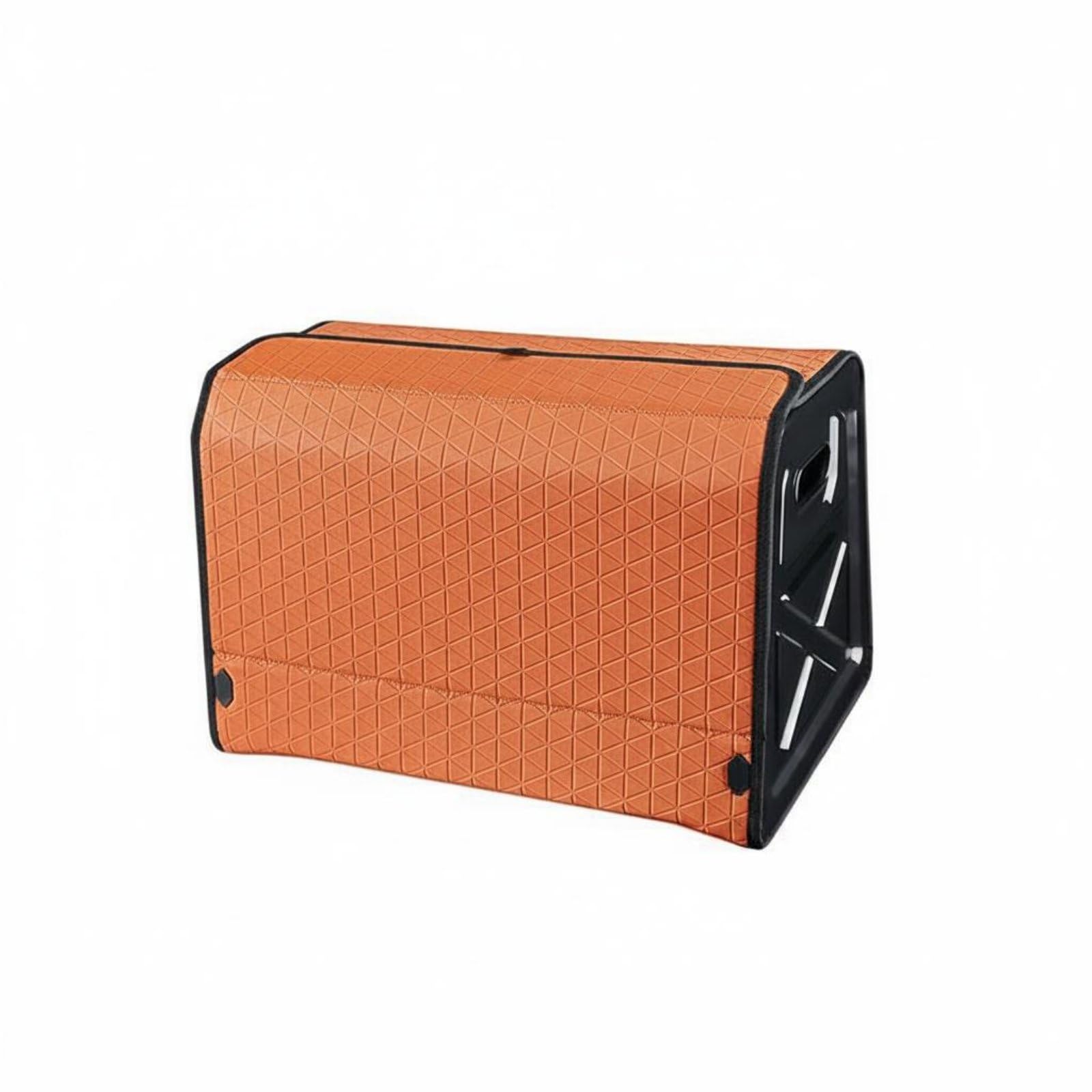 Organizador de Maletero Plegable de Almacenamiento Múltiple con Tapa Fácil de Abrir y Superficie en Cuero Sintético para Mantener Orden en Autos Familiares Ocio, Naranja