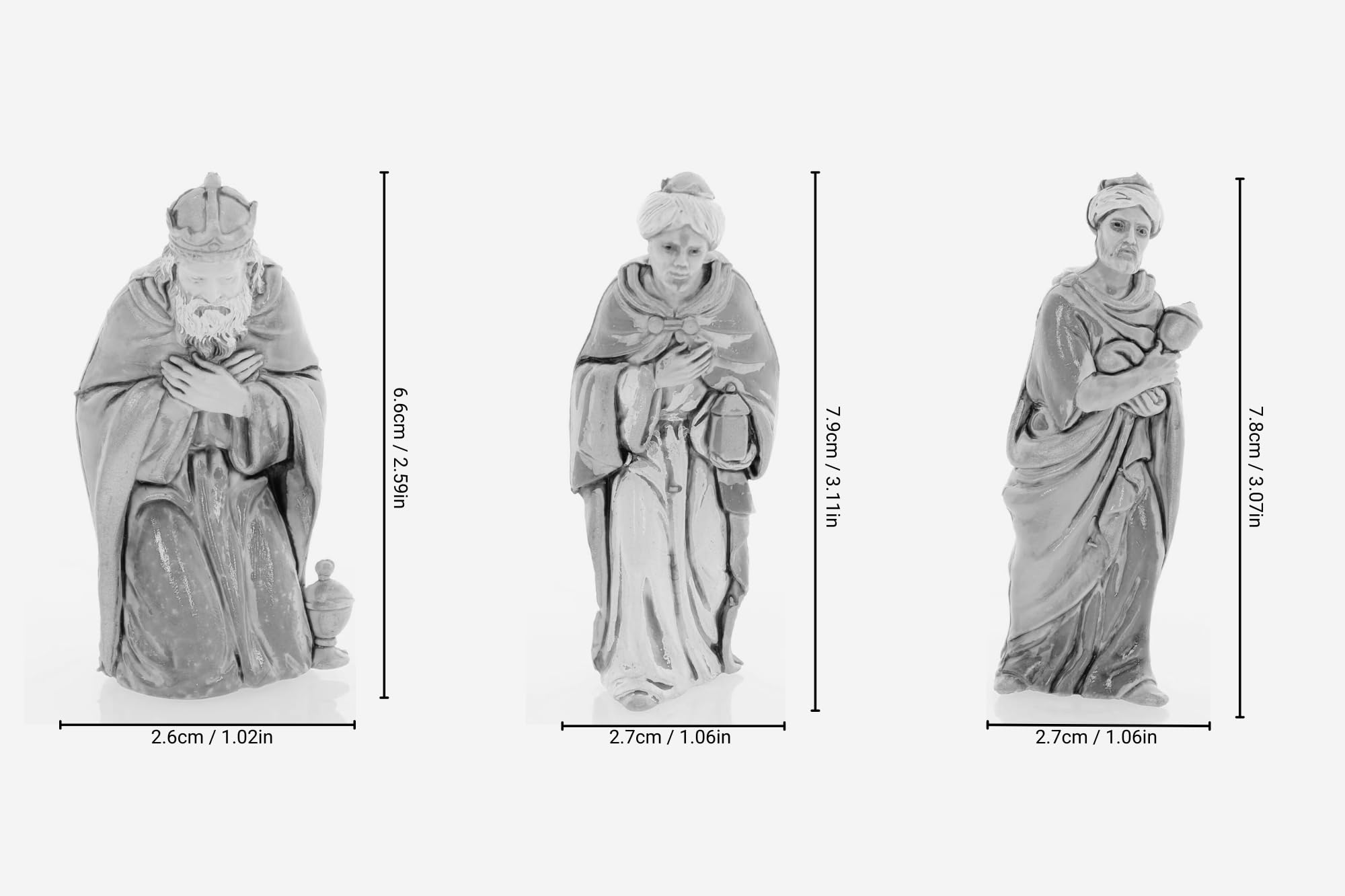 Moranduzzo Tris Rois Mages pour Crèche de 8 Cm Échelle 1:22 - Figurines de Crèche Indestructibles - Style 700', Peinture Finition à la Main, Produit Officiel, Fabriqué en Italie, Sculpteur M. Landi