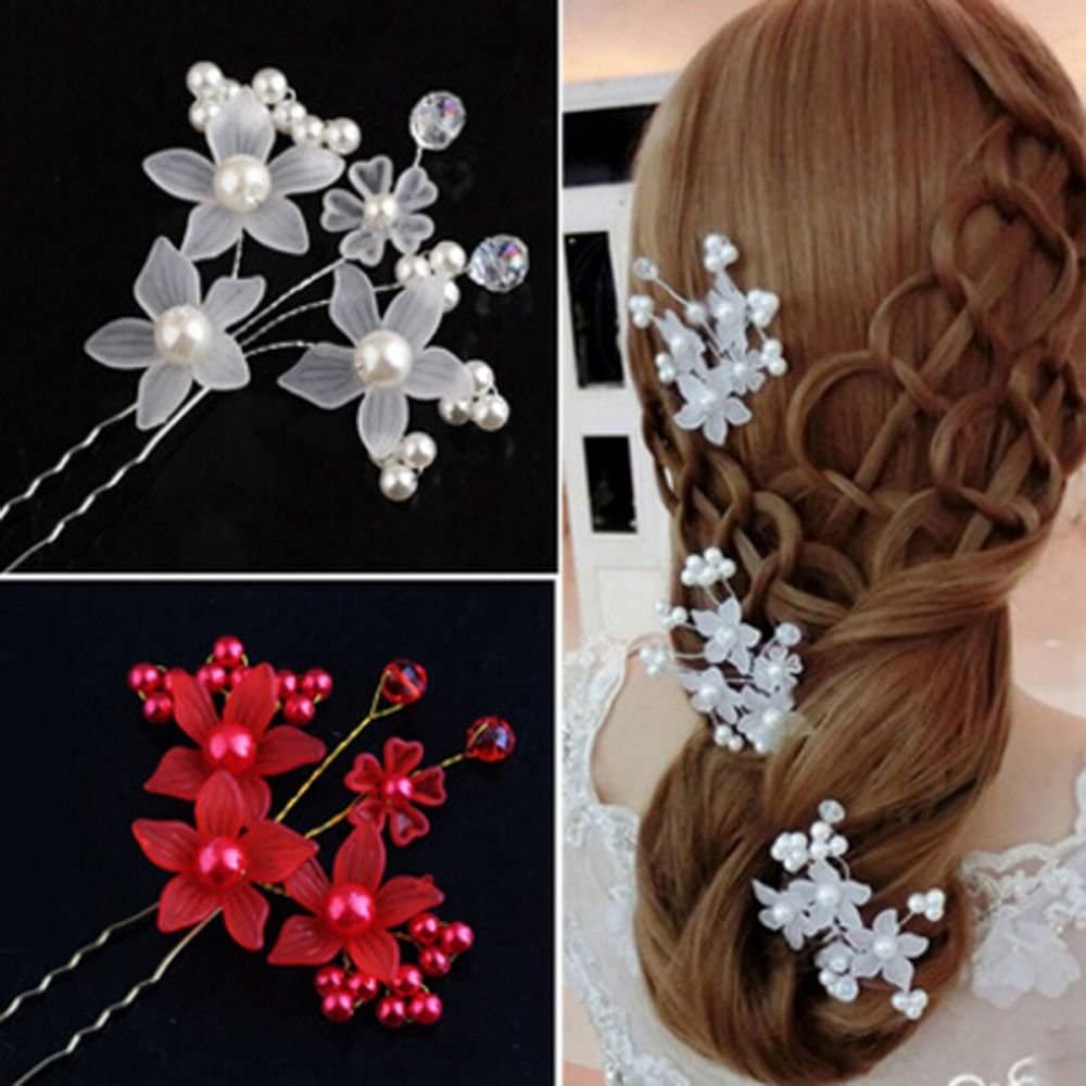 STYLEDOSE Bride Wedding Pearl Hair Pin Bridal Silver Crystal Hair Pieces Rhinestone Hair Accessories for Women and Girls (Pack Of 2) 1