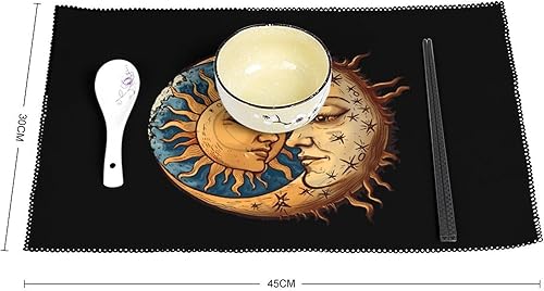 Miniatura 2 de Sun Moon Placemats Set of 6 Resistant Table Mats Washable Place Mats for Dinner Party Table Decoration