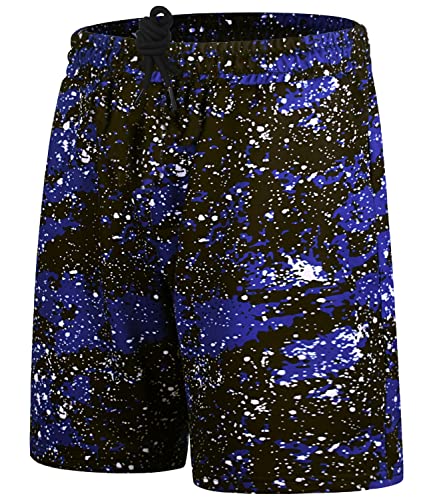 Zengjo Mens Sweat Shorts Athletic with Pockets Terry Cloth Shorts Casual Drawstring Knit Lounge Short Pants(L, Blue)