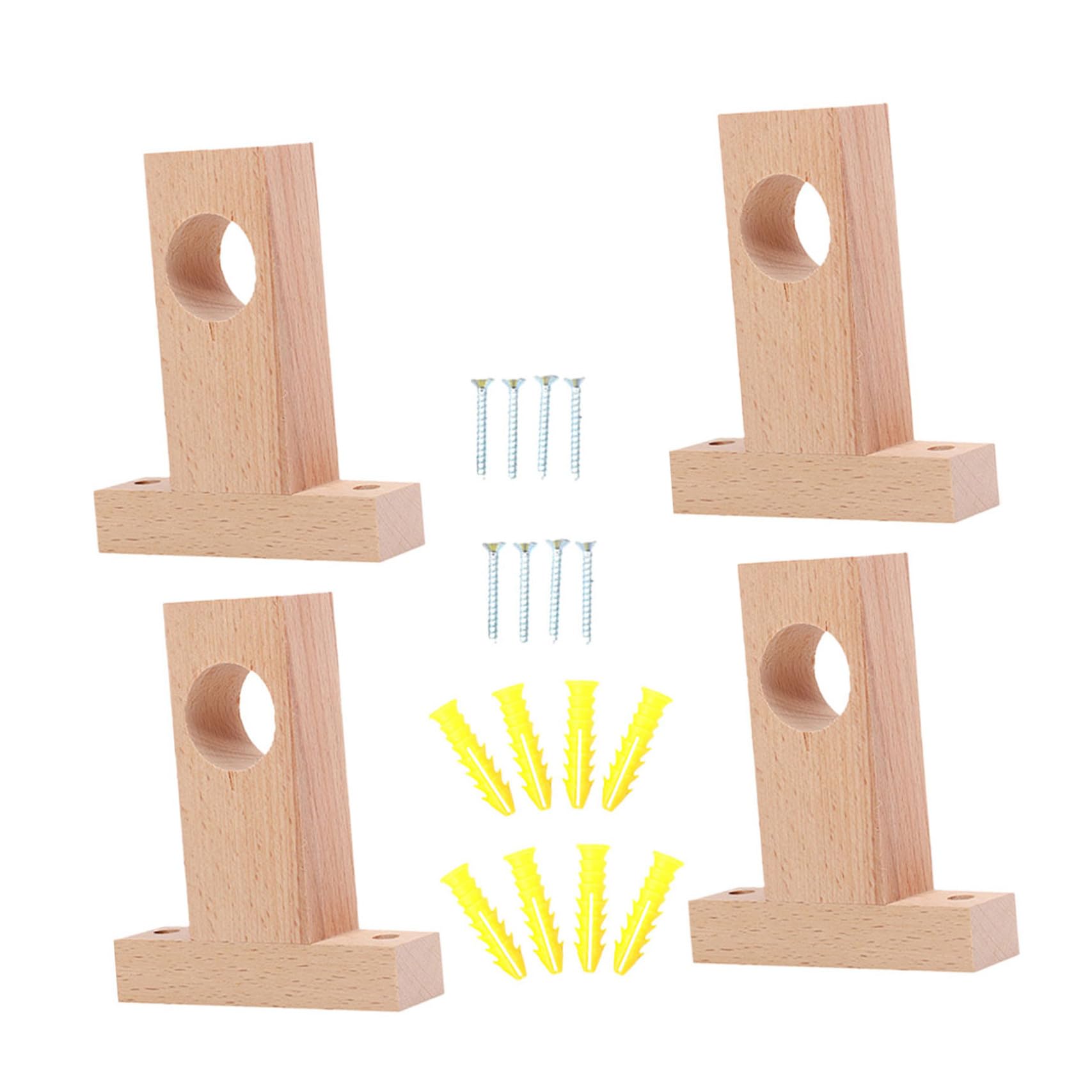 SOLUSTRE Supporti per Asta per Tende in Legno 4 Pezzi 2,5 Cm e 3 Cm, Staffe per Bastoni da Parete Elevata capacità Portante per Soggiorno e Camera da Letto