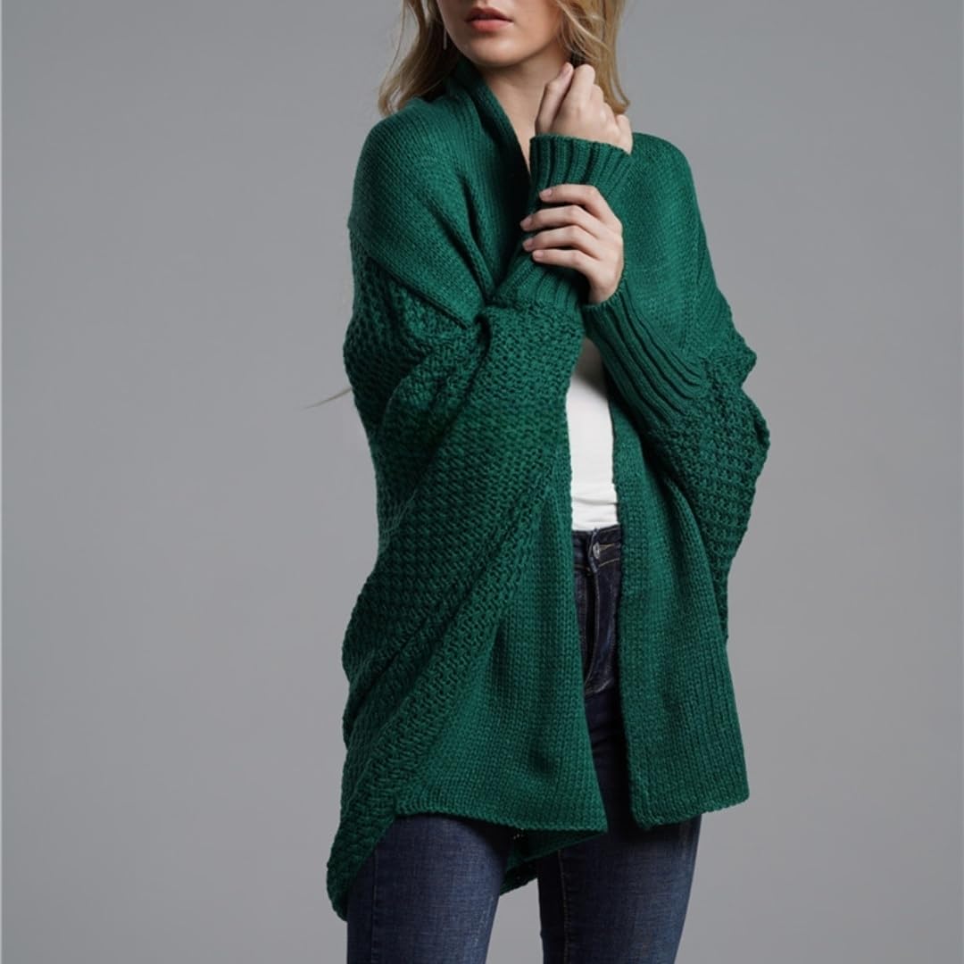 Damen Oversized Strickjacke Offene Vorderseite Grobstrick Kimono Strickjacke Slouchy Wrap Fledermausärmel Gestrickte Pullover Tops Leichte Herbststrick Outwear