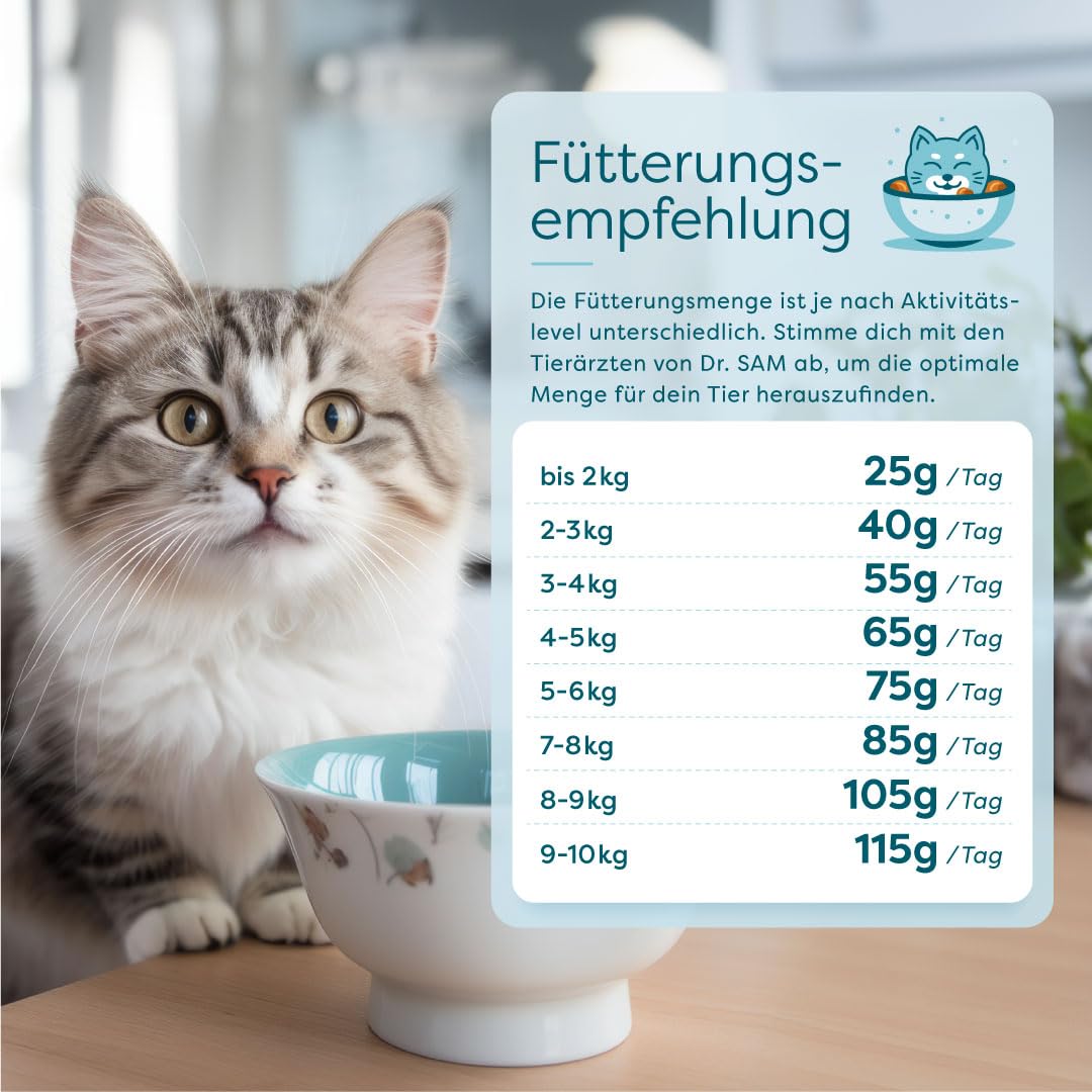 Dr. SAM Premium Trockenfutter für ausgewachsene Katzen - Lamm & Geflügel Alleinfuttermittel mit Reis und Kartoffeln fördert Zahnpflege und gesundes Fell - Gluten-& getreidefrei - Dry cat Food - 600g