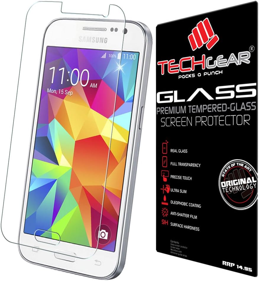 TECHGEAR Screen Protector for Galaxy Core Prime (SM-G360 / G361f Series) - GLASS Edition Genuine Tempered Glass Screen Protector Guard Cover fits Samsung Galaxy Core Prime (G3606, G3608, G3609)
