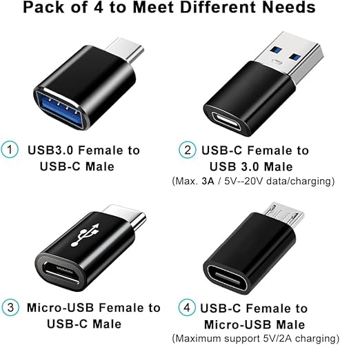 Miniatura 2 de Paquete de 4 adaptadores USB C, adaptador USB C a USB 3.0 OTG, adaptador micro USB a USB C compatible con MacBook Pro, Samsung Galaxy, teléfonos