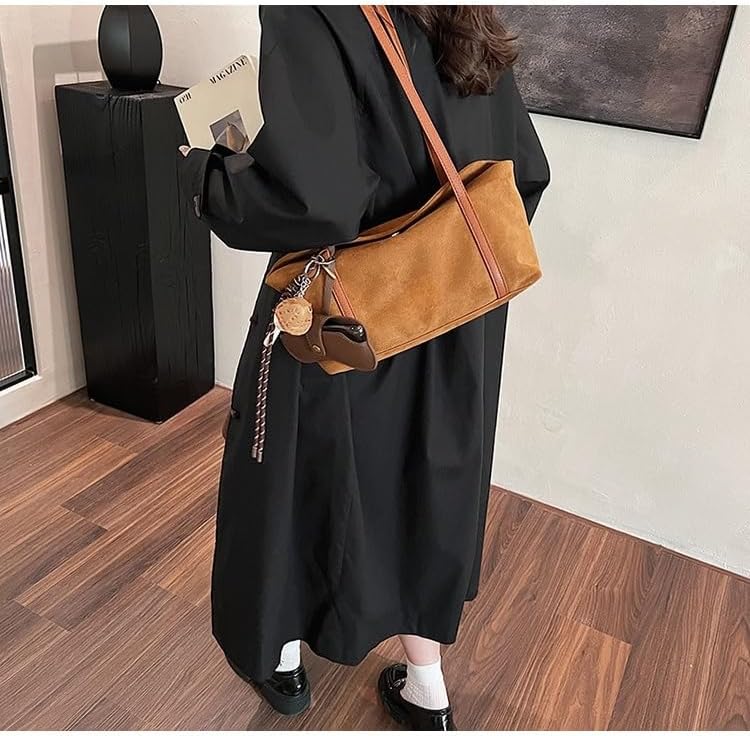 Fashion Genuine Suede Leather Hobo Bag Slouchy Shoulder Tote for Women Travel Work Winter Fall Gift Box - Image 5