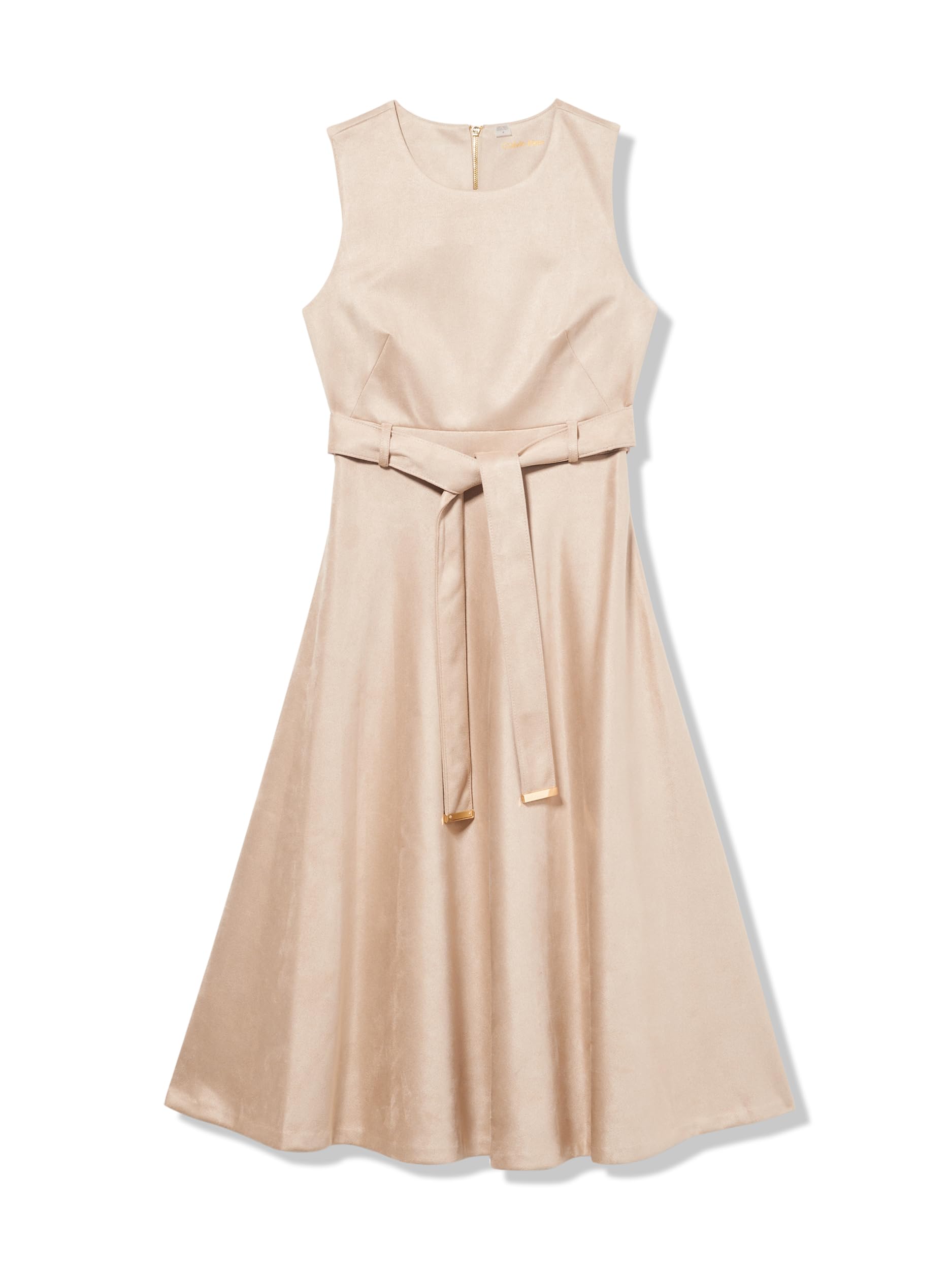 Calvin Klein womens Slvless Suede Aline Work Dress Dress 40 Latte