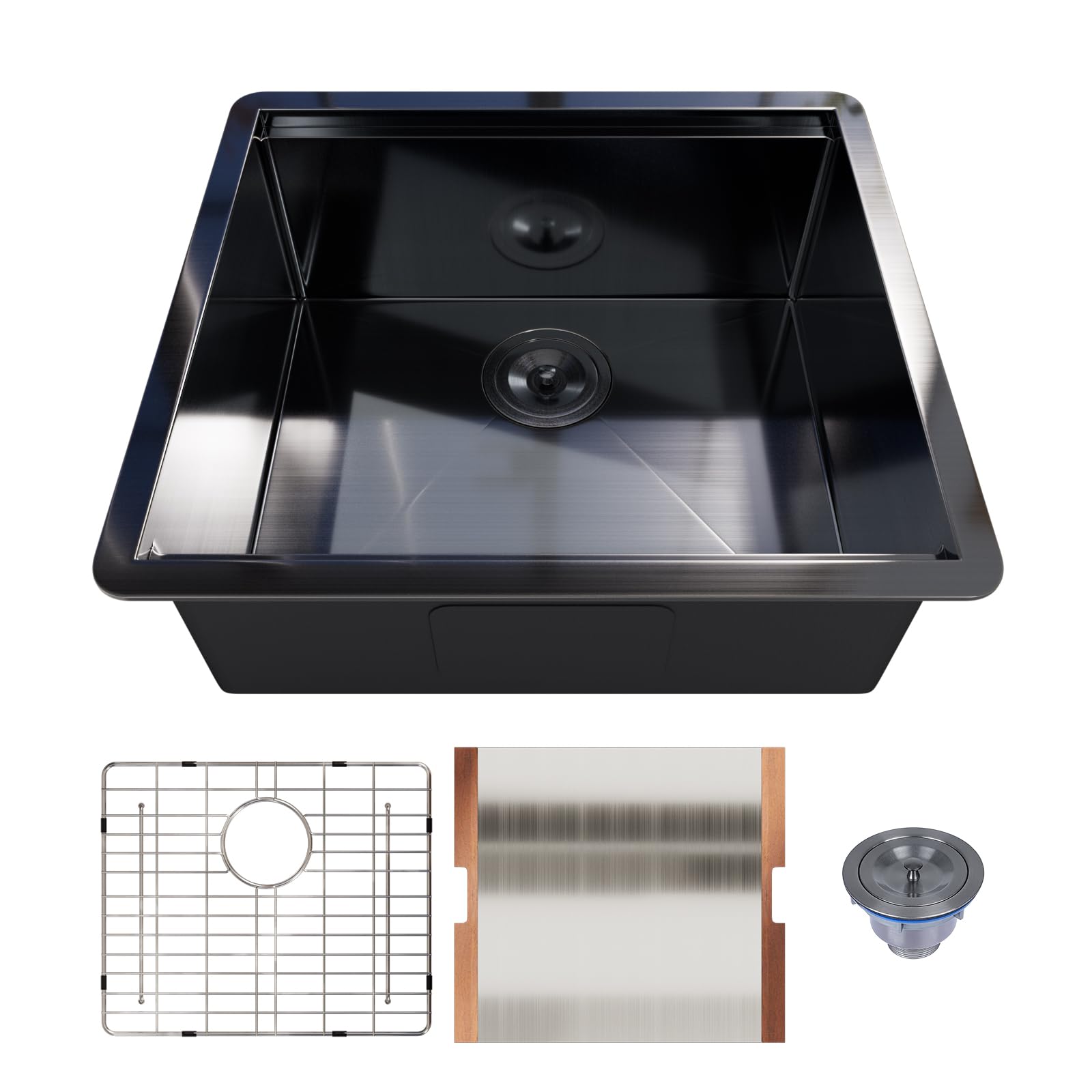 Davivy 21 Inch Black Kitchen Sink, 21x19 Inch Single Bowl