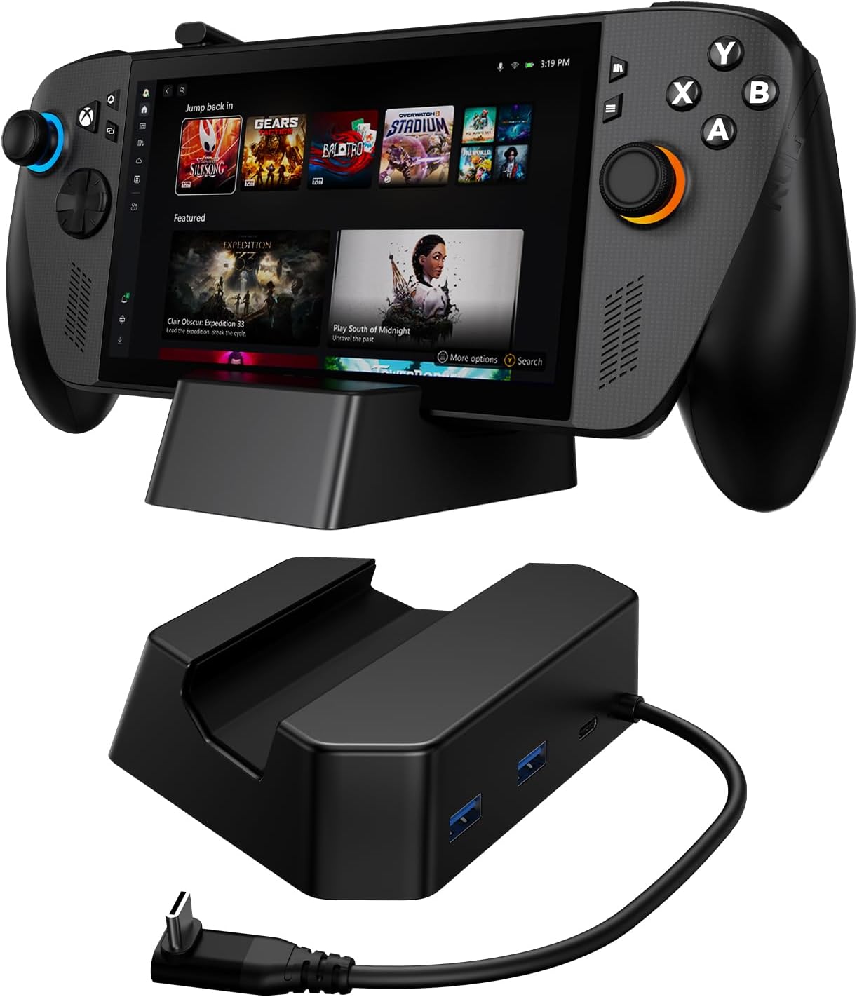 SIWIQU Charging Stand for ROG Xbox Ally X/ROG Xbox Ally, Portable TV Dock Station Replacement with 2 USB-A Port/100W USB-C Port for ROG Xbox Ally X