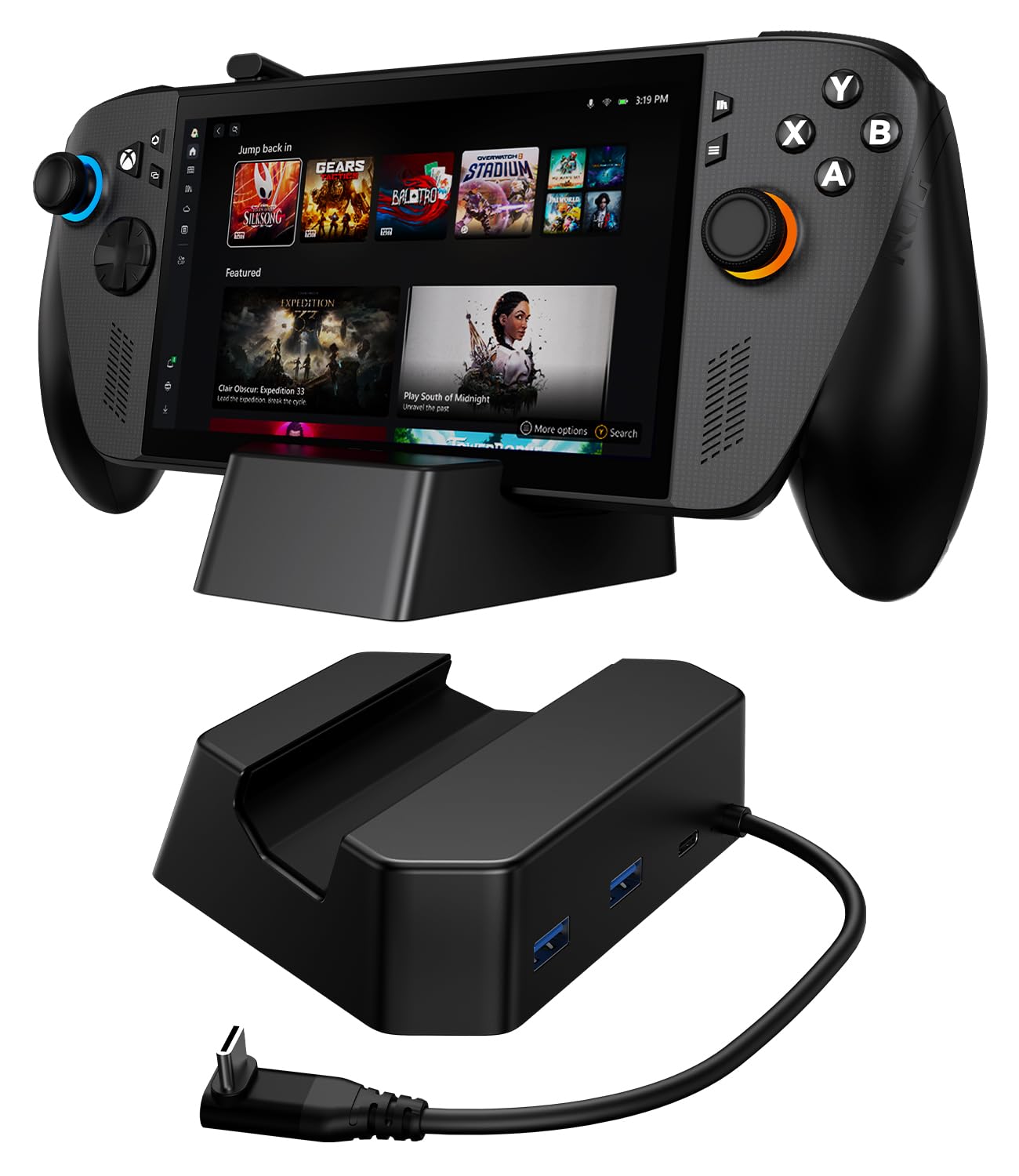 SiWiQU 3-en-1 Estación de Carga 100 W Compatibile con ROG para Xbox Ally / Ally X (2025) Solo, No Proyecta, Portátil Cargador Dock con 100 W Carga Entrada / 2 puertos USB 3.0 / Cable USB C integrado