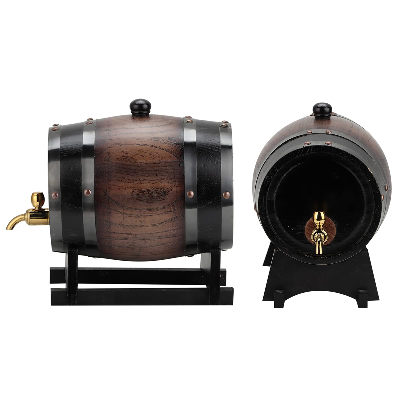 Rengue Fodera in Alluminio per Botte di Vino in Legno di Quercia da 3 Litri per Whisky, Brandy, Tequila con Rubinetto e Supporto per Caffetteria Domestica, Ristorante, Hotel