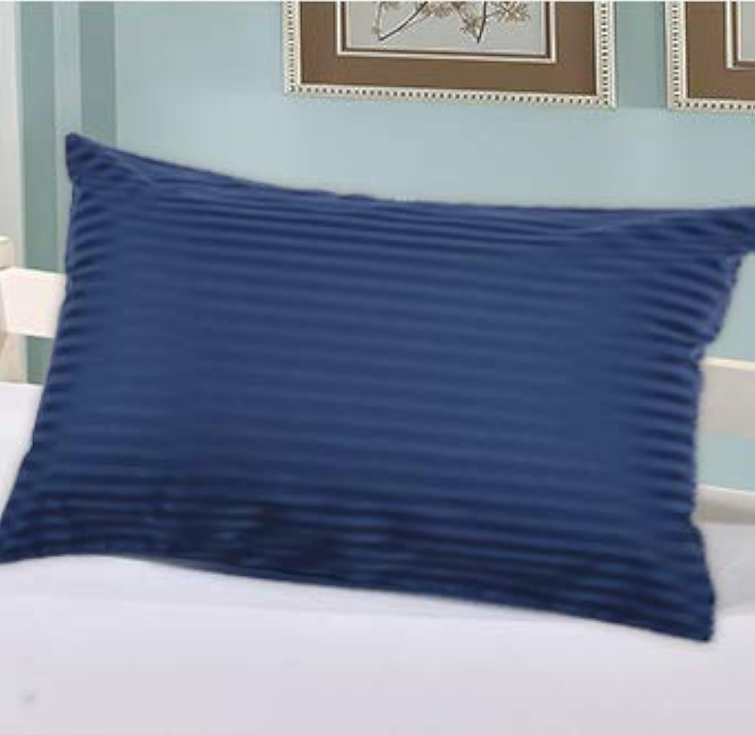 Travel Pillowcase 14x20 500 Thread Count Egyptian Cotton Set of 2 Toddler Pillowcase Zipper Closer 100% Egyptian Cotton (Toddler Travel 14x20 Zipper, Navy Blue Stripe) โ image 1