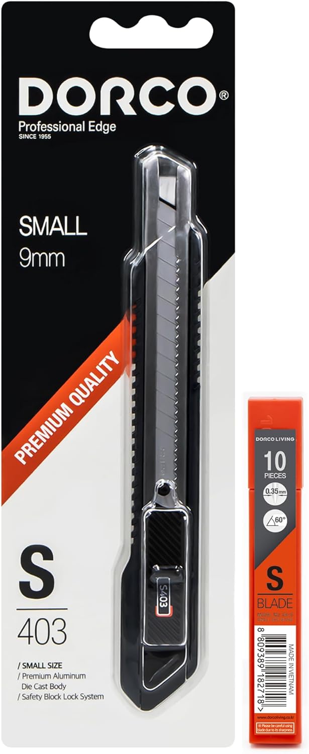 DORCO Cutter - Professional Craft & Design Tool for Artists and Designers - Ergonomic with Professional Blades, Office Knife Tool, Utility Knife, Snap off blades (S403with 11 Blades)