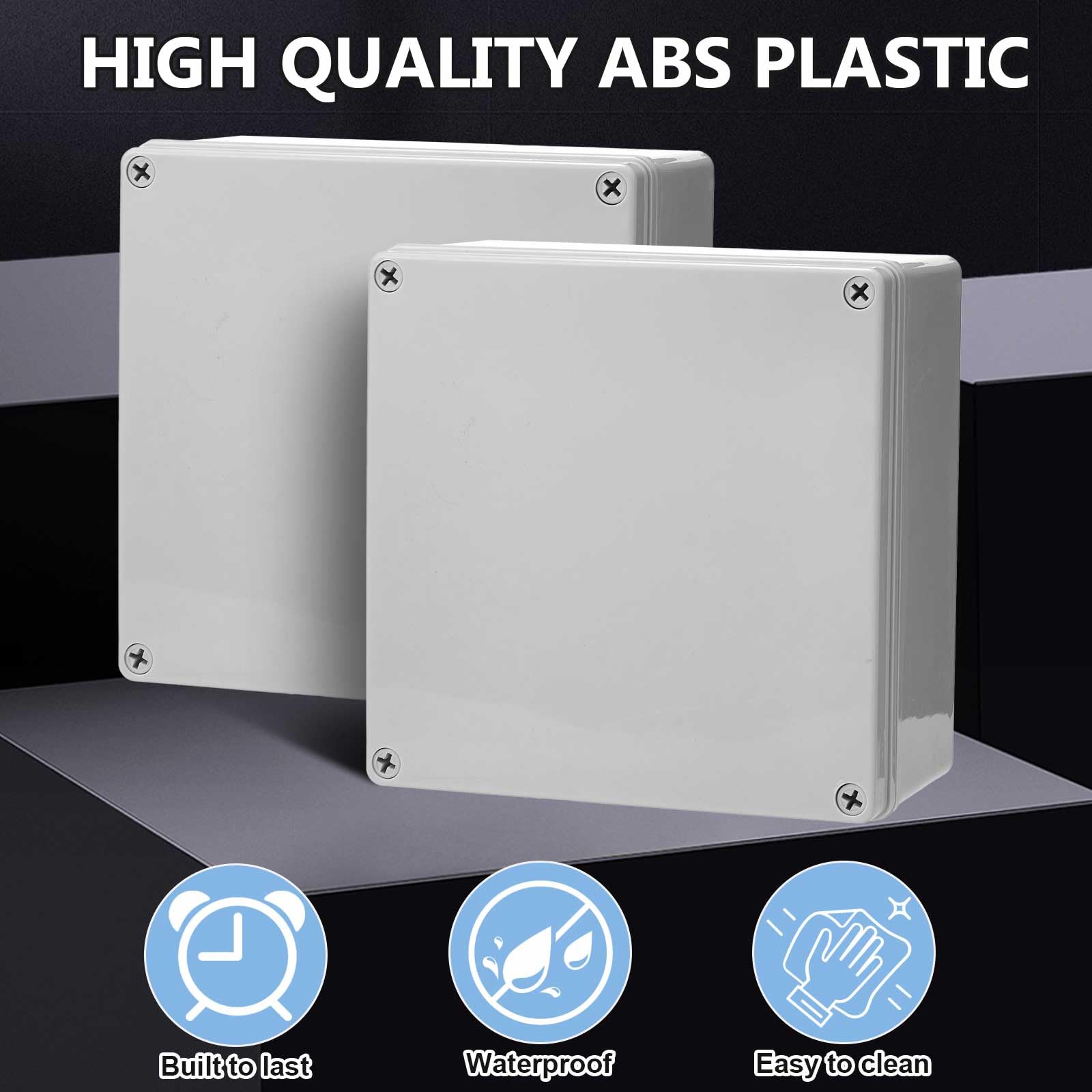 Kanayu Conduit Box Electrical 8'' x 8'' x 4'' Junction Box Plastic Dustproof Waterproof IP65 Gray White Protect Conduits and Fittings Universal Electrical Project Enclosure for Outdoor — Amazon image 3