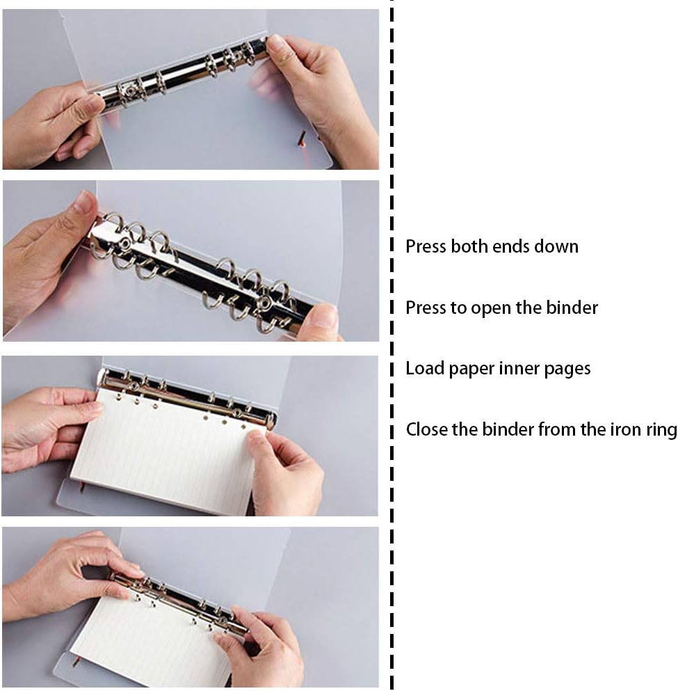BLUECELL 2pcs A5 Translucent Plastic Durable 6-Rings Binder Protector Cover for DIY Scrapbook