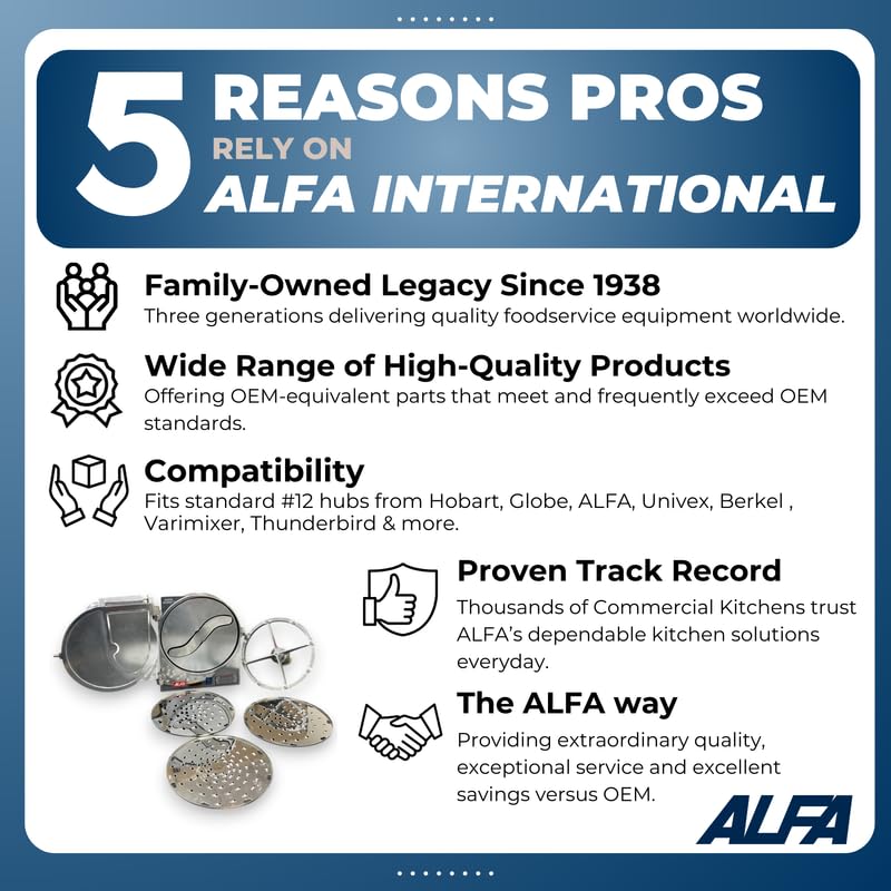 ALFA GS12 Combo Shredder and Slicer Package Set for #12 Commercial Mixers | Grater Power Attachment, Knife Assembly, Blade, and Two Disks