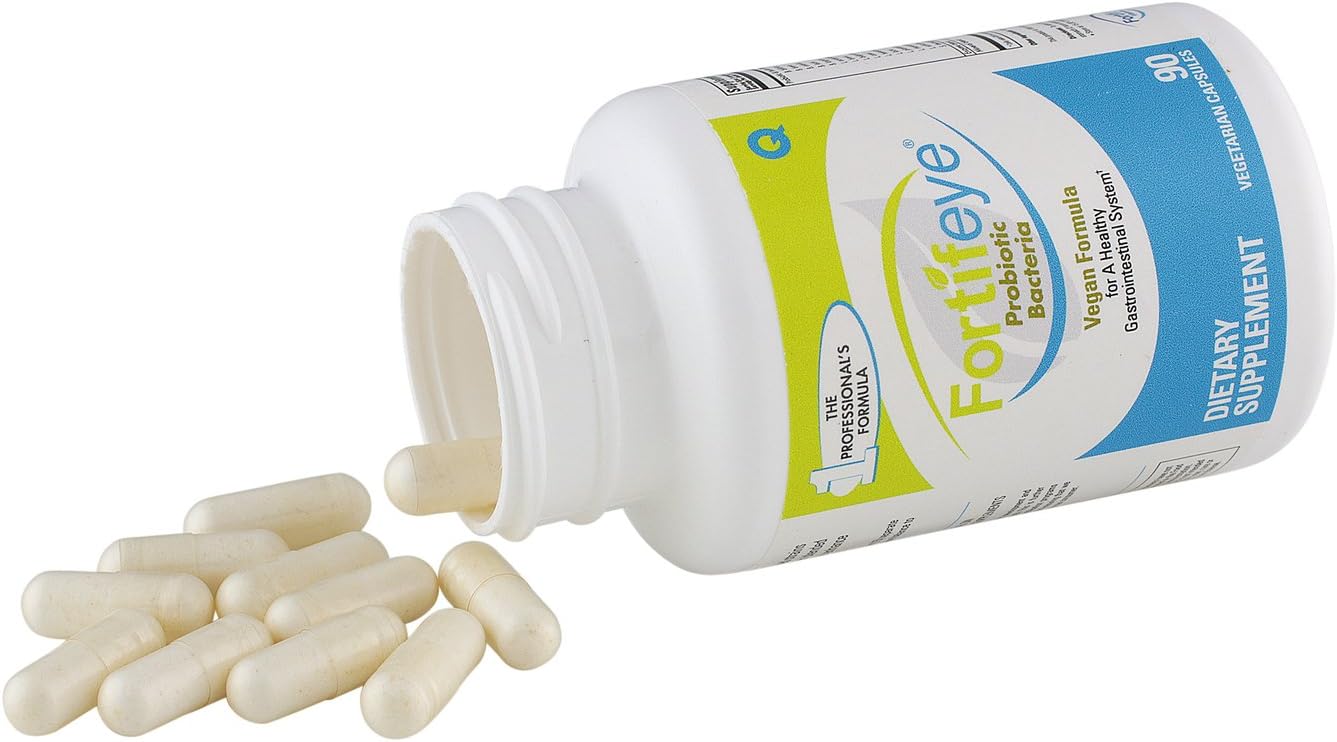 Probiotic Bacteria Natural Vegan Supplement with Digestive Enzymes 90 Capsules 30 Day Supply - Probiotics for Digestive Health Women, Men & Kids, Supports Digestion, Bloating and Ocular Systems