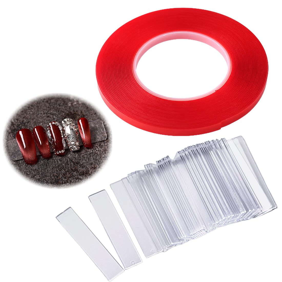 50 Stück Transparente Nageldisplay-Halter Mit 3M Klebeband – Übungsständer Für Nail Art & Maniküre