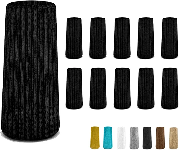 16/24/32 Pcs Black Chair Leg Socks – Premium Furniture Protectors for Hardwood Floors, Non-Slip & High Elastic Fit, Easy-to-Install Bar Stool Covers & Floor Pads
