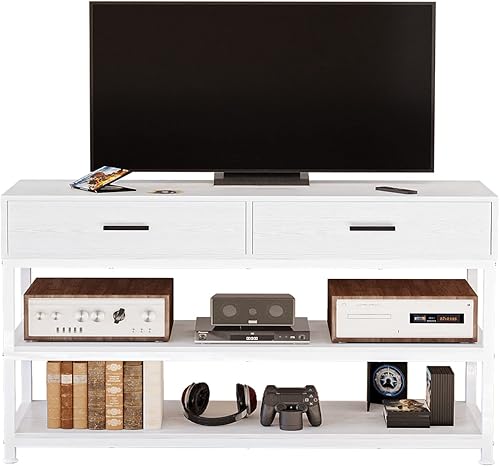 Miniatura 1 de IRONCK Soporte de TV para TV de 55 pulgadas con cajones, centro de entretenimiento, mesa consola de TV para sala de estar, gabinete de