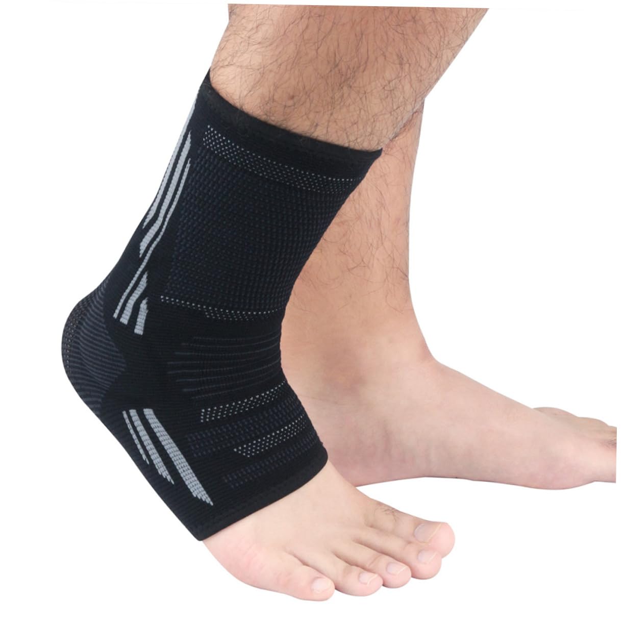 TOVINANNA Nkle Sleeve Compression Suort Ankle Brace for Sprained Ankle Ankle Support for Running Ankle Stabilizer Black Grey Size
