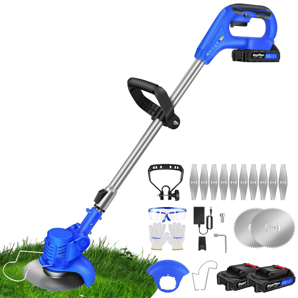 21V Akku Rasentrimmer 3-in-1 Mit 2 Akkus | Teleskopstiel & Verstellbarer Kopf | Für Garten & Rasen