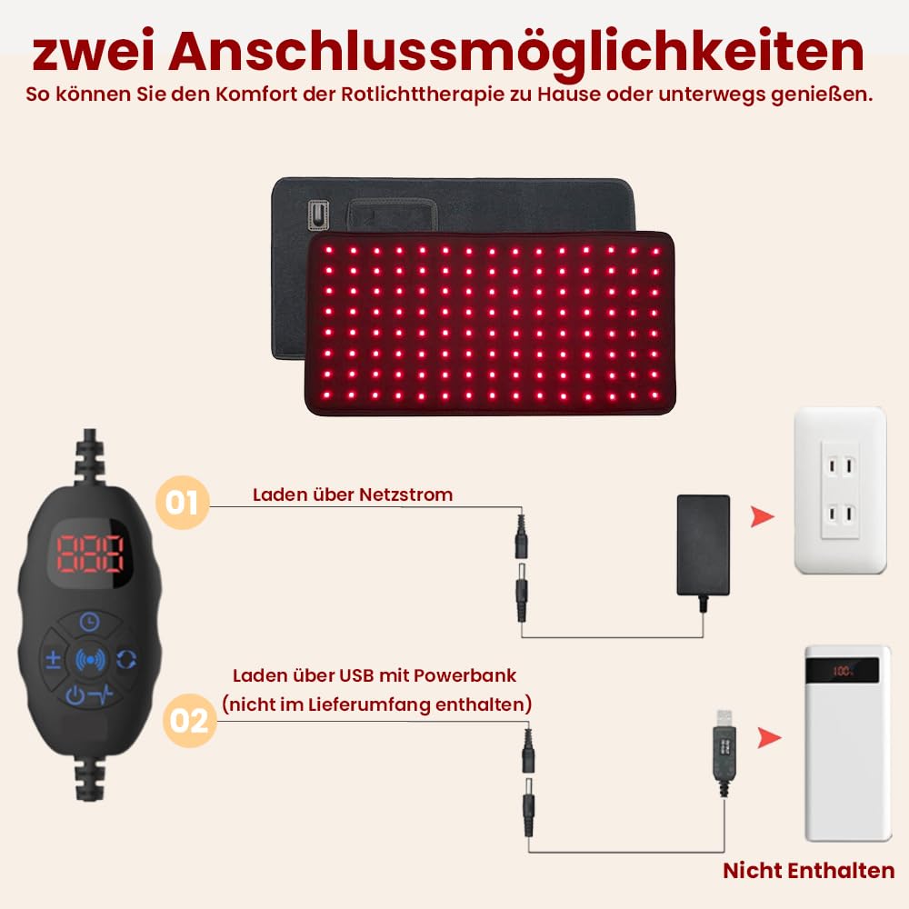 120LEDs Heizgürtel Gürtel, Wärmegürtel, 5 Stufen Leistung & Vibrationen Massage, 10 Hz 40Hz Gepulster Controller