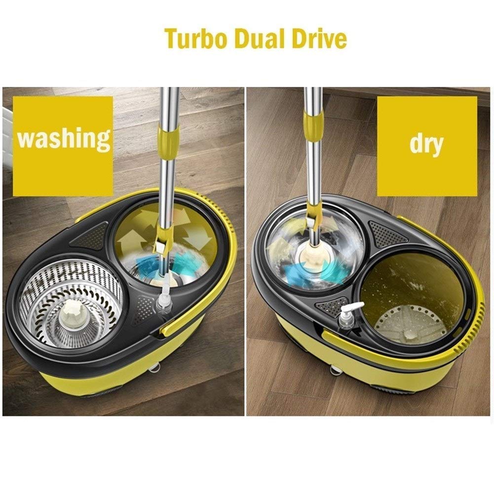 Mop Pavimenti in Microfibra Spin Mop Secchio Set Dual Drive 360 ​​Mop Rotante Mop Polvere riutilizzabili con 5 ricariche mop