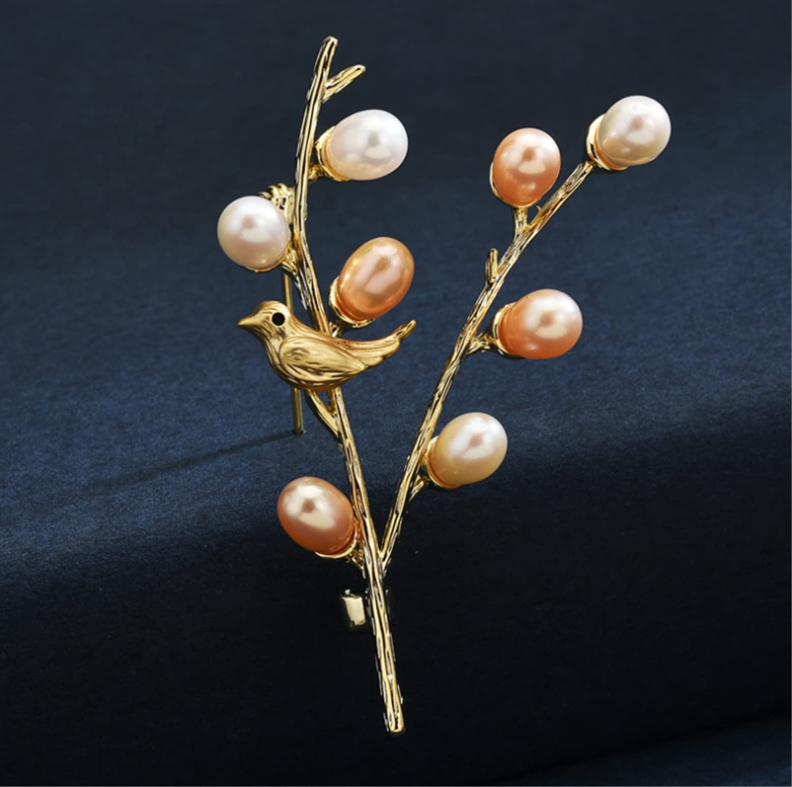 KYUSAR Brosche Broschen Perlen-Blumen- Und Vogel-Brosche, Damen, Elegante Brosche, Zweig, Pflanze, Tier, Exquisites Zubehör Broschen FüR Kleidung
