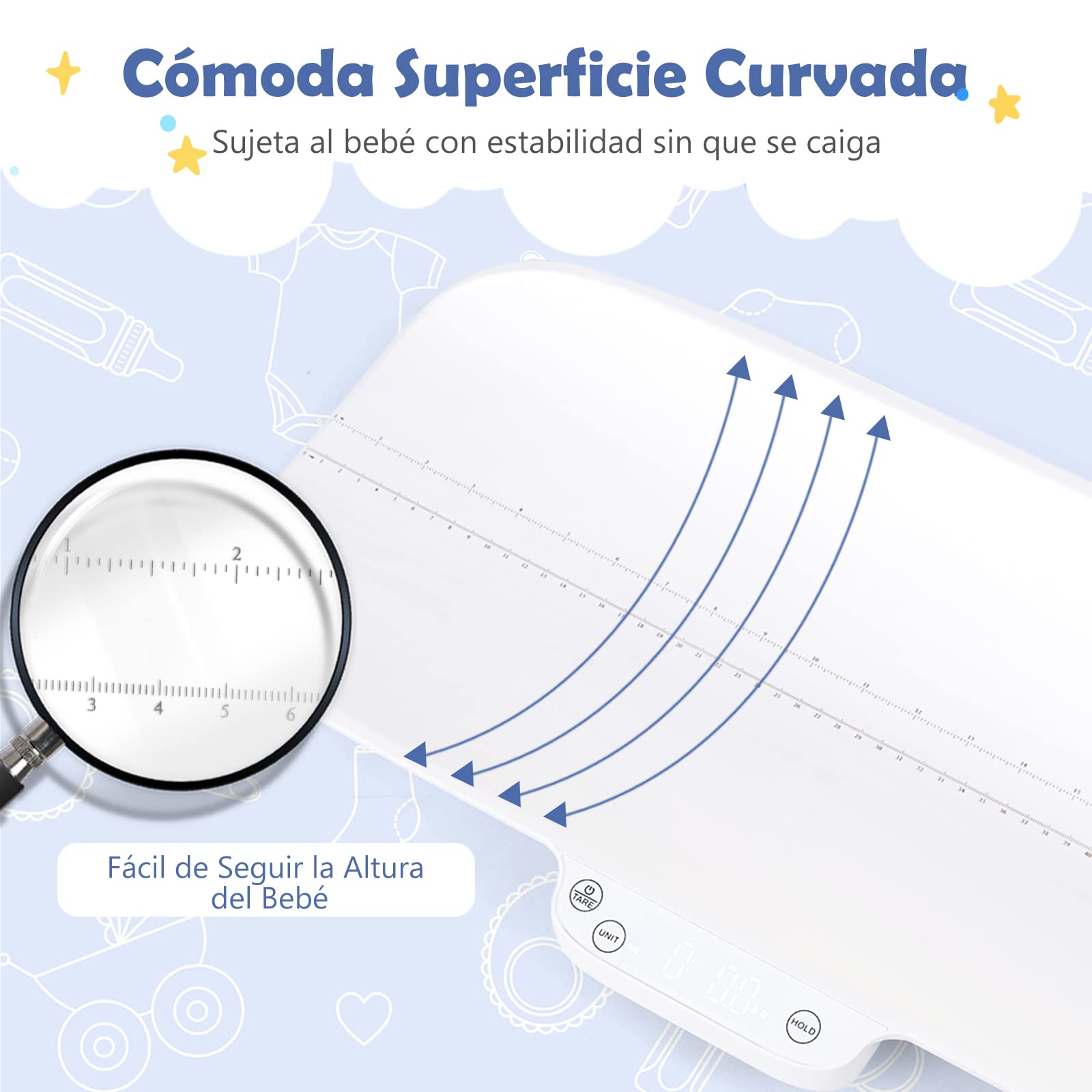 COSTWAY Báscula Bebe, Báscula Multifuncional para Bebés con 4 Modos de Medición, Báscula Infantil Digital Precisa, Báscula Digital con Pantalla LCD para Bebés y Mascotas (Sin Bluetooth)