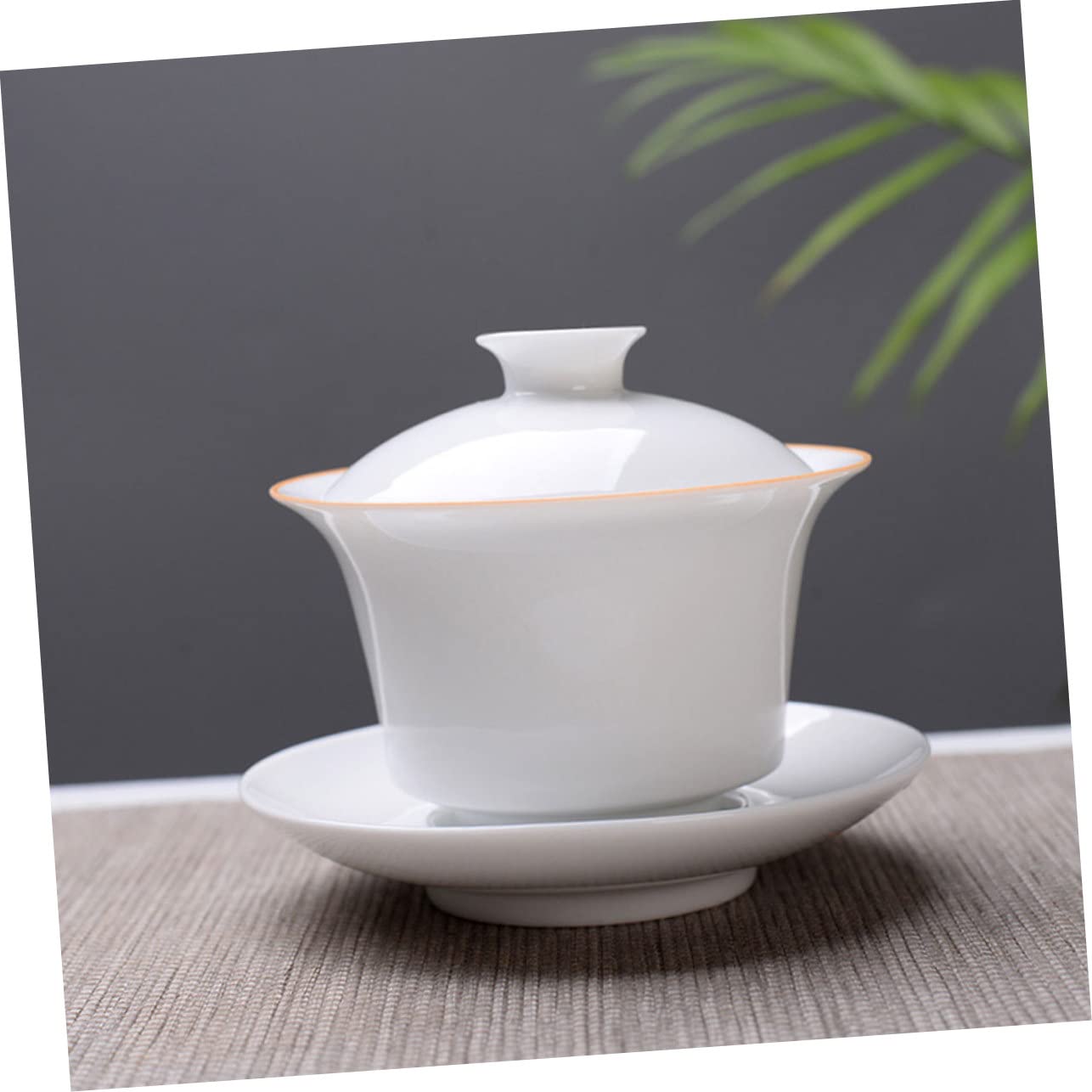 Juego de Taza de Té de Cerámica con Tapa y Platillo 9.5X9.5X8.5 CM para Reuniones de Té Diseño Original y Obsequio Adecuado