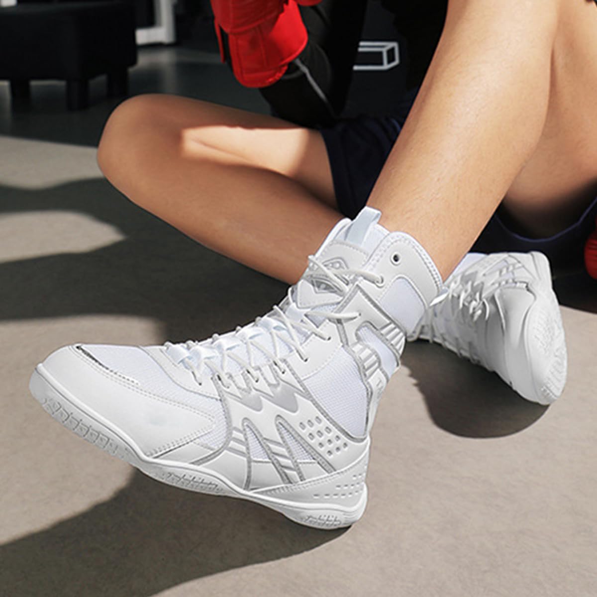 SDEQA Scarpe da Boxe Uomo Scarpe Wrestling Pugilato High Top per Combattimento Bodybuilding Sollevamento Pesi Arti Marziali