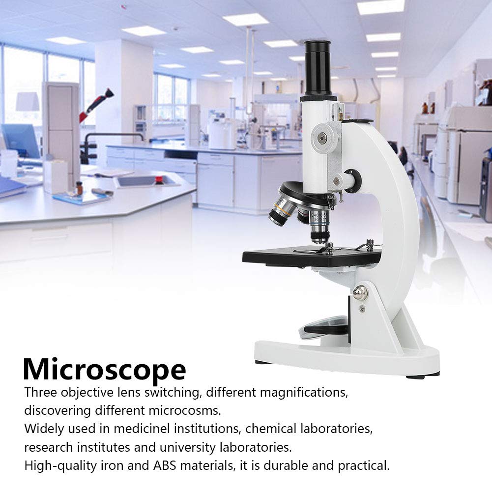 Hyuduo Microscopio Monocular con Cuerpo de Hierro y ABS, Aumento de 40X a 640X, Oculares WF10X WF16X, Microscopio Mecánico para Estudiantes de Educación de Laboratorio