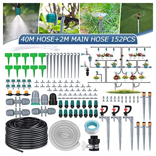 king do way 42M Kits de Riego por Goteo para Equipos de Riego Automático, Sistema de Riego con Boquilla y gotero Ajustables para Jardín, Invernadero, Césped, Maceta