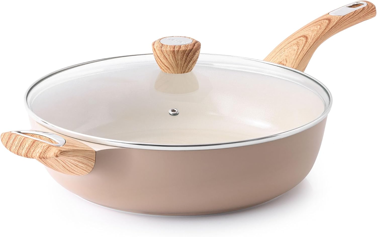 SENSARTE Ceramic Nonstick Frying Pan Skillet with Lid, 13.3 Inch Large Deep Frying Pan, 6 Qt Saute Pan, Induction Pan, Healthy Non Toxic Cooking Pan with Helper Handle, PFOA PFAS PTFE Free