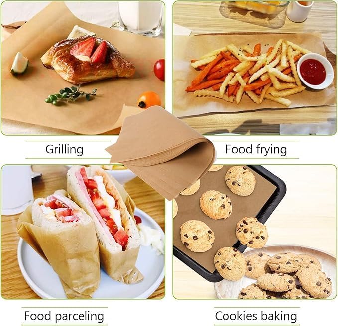 Image of EVERSTONE HOME Baking Paper Roll | Non-Stick Greaseproof Parchment Paper Sheets 9 x 13 Inch | Heat Resistant Baking Paper for Baking, Cooking, Roasting & Food Preparation (100 Pcs)