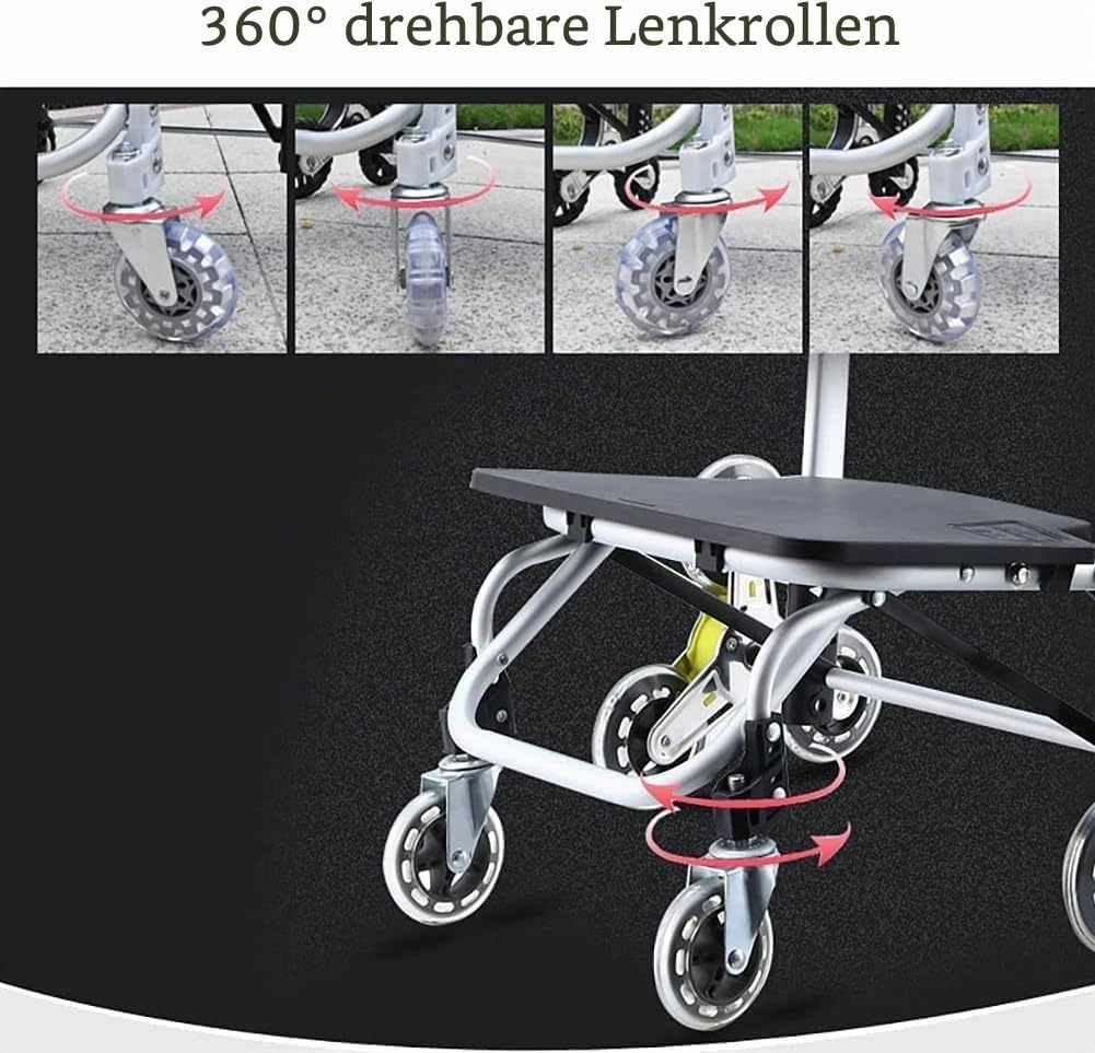 Einkaufstrolley XXL Mit Großen Rädern in - Extra Großer Einkaufsroller Einkaufshilfe 70Kg Belastbar Einkaufswagen Gestell Aus Aluminium Klappbar,Blau
