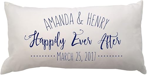Happily Ever After con nombres y est Fecha Throw almohada lumbar